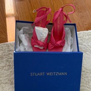 Stuart Weitzman Hot Pink Knotted Strap Heels